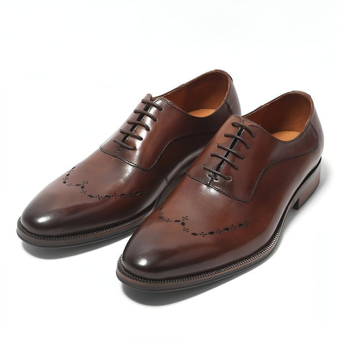 Italian Carved Leather Shoes Handmade Goodyear Leather Shoes Men | FINDRAGUS