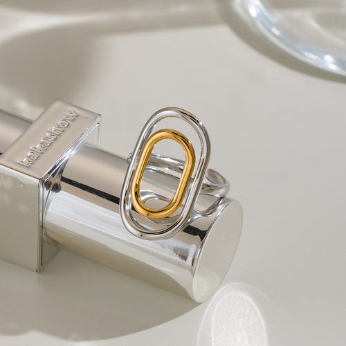 Anello Placcato Oro 18k in Acciaio Inossidabile