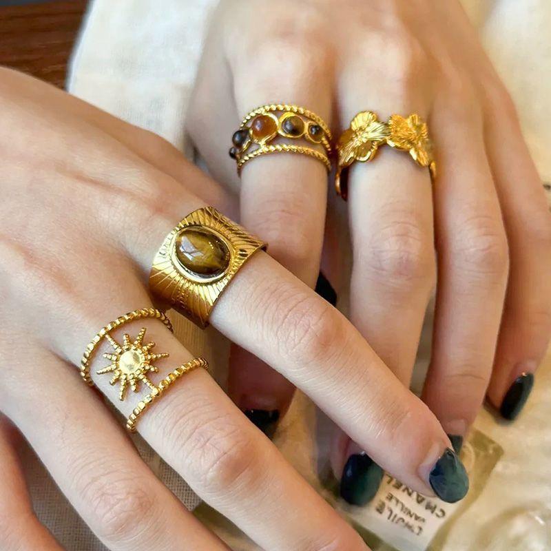 Set Anelli Fiore Occhio di Tigre