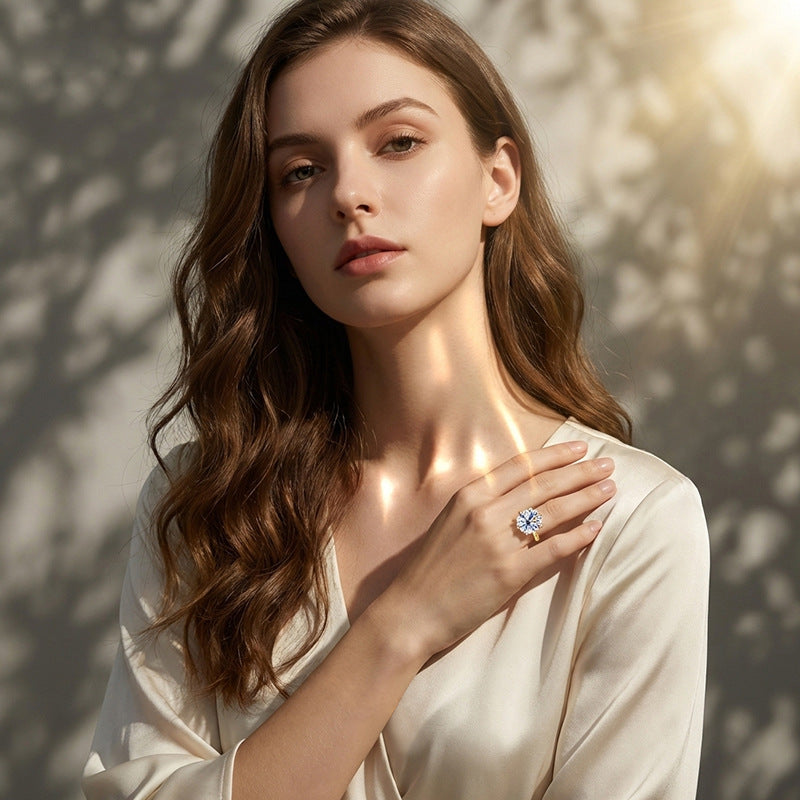 Anello a Sei Griffe con Moissanite in Argento S925
